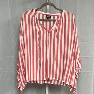 a.n.a White and Red  Tie Front Blouse beachy cottage wear. Whimsical